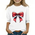thumbnail image 2 of MKOSPLRT 3/4 Sleeve Christmas Shirts Kids Crew Neck Cute Graphic Tees Girls Boys Xmas Party Shirts Loose Fit T Shirts 3-12Y, 2 of 4