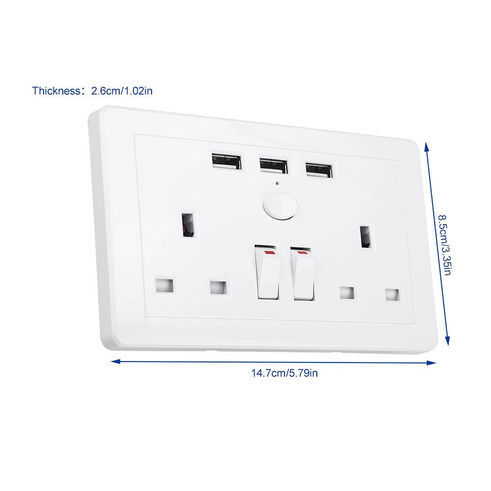 LYUMO Multifunctional UK Plug Electric Wall Power Outlet Socket with 3
