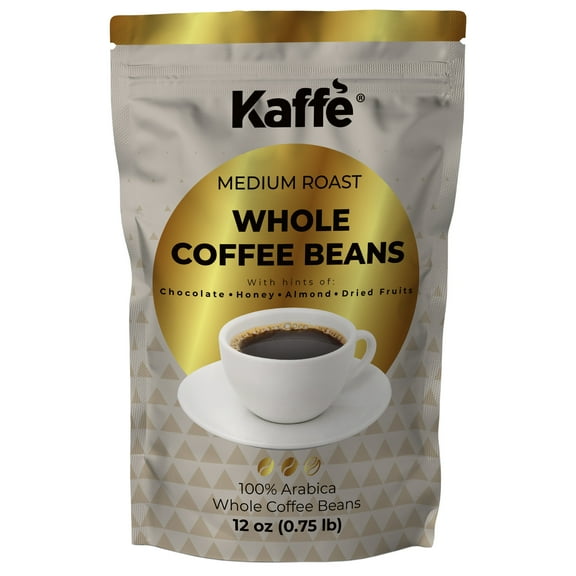 Kaffe Medium Roast Colombian Coffee Beans (12oz) – 100% Arabica Whole Bean Coffee with Notes of Chocolate, Honey, Almonds & Dried Fruits – Premium Espresso Beans for Grinding