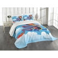 thumbnail image 3 of Ambesonne Dragon Quilted Bedspread Set 3 Pcs, Surreal Folk Tale Art, King Size, Sky Blue Orange Indigo, 3 of 5
