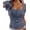 Dusty Blue, variant on Summer Tops for Women Short Sleeve Lace Trim Slim Fitted Henley Tee Shirts Y2K Fashion Clothing