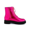 thumbnail image 3 of Allegra K Bottines de Combat à Lacets Plateforme Bout Rond pour Femmes Rose Vif 7.5, 3 of 7