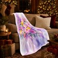 thumbnail image 3 of Pastel Peony Rose and Daisy Watercolor Bouquet, Soft Botanical Floral Art for Flower Lovers, Birthday Gift, Cozy Flannel Blanket for Bedroom and Lounge, Floral Home Decor, 3 of 9