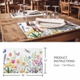 thumbnail image 3 of Placemats Set of 4, Wildflowers Woven Placemat, Linen Place Mats for Kitchen/Dining Tables, Spring Country Tulip Butterfly Floral Leaf Washable Table Mats for Party, 3 of 8
