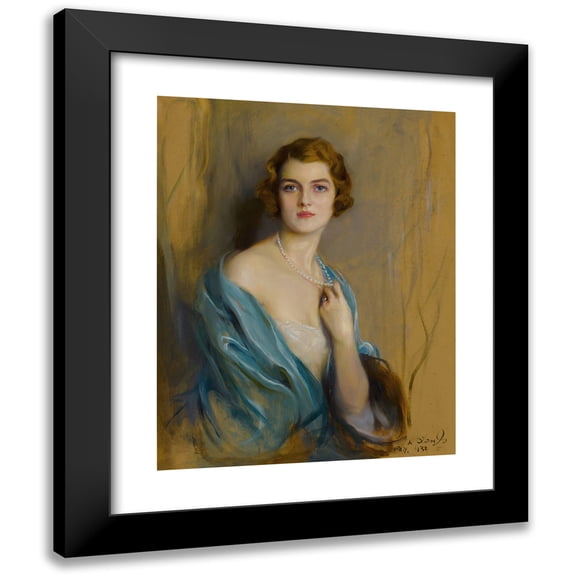 Philip Alexius de László 12x14 Black Modern Framed Museum Art Print Titled - Mrs. William Burden, A. M. (Nee Margaret Livingston Partridge) (1932)