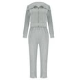 thumbnail image 4 of STETMN Women's Plain 2 Piece Tracksuit Full Zip Lapel Jacket Drawstring Split Sweatpant Lounge Sets, 4 of 6