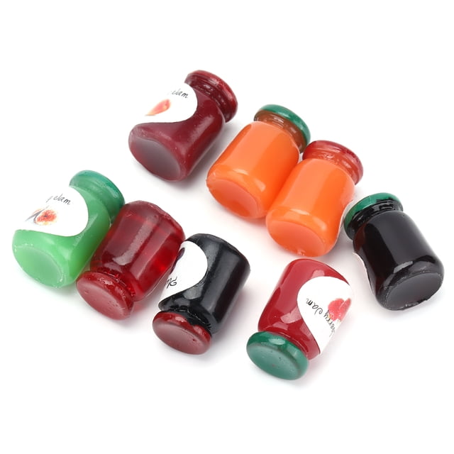 Modelos de alimentos, 8 mini mermeladas en miniatura 1:12, muy versátiles