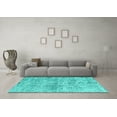 thumbnail image 3 of Ahgly Company Indoor Rectangle Abstract Turquoise Blue Contemporary Area Rugs, 5' x 7', 3 of 4