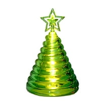 JeashCHAT LED Mini Christmas Tree, Acrylic Tabletop Christmas Tree Candle Light, Lighted Christmas Tree Home Office Table Centerpieces Xmas Gifts