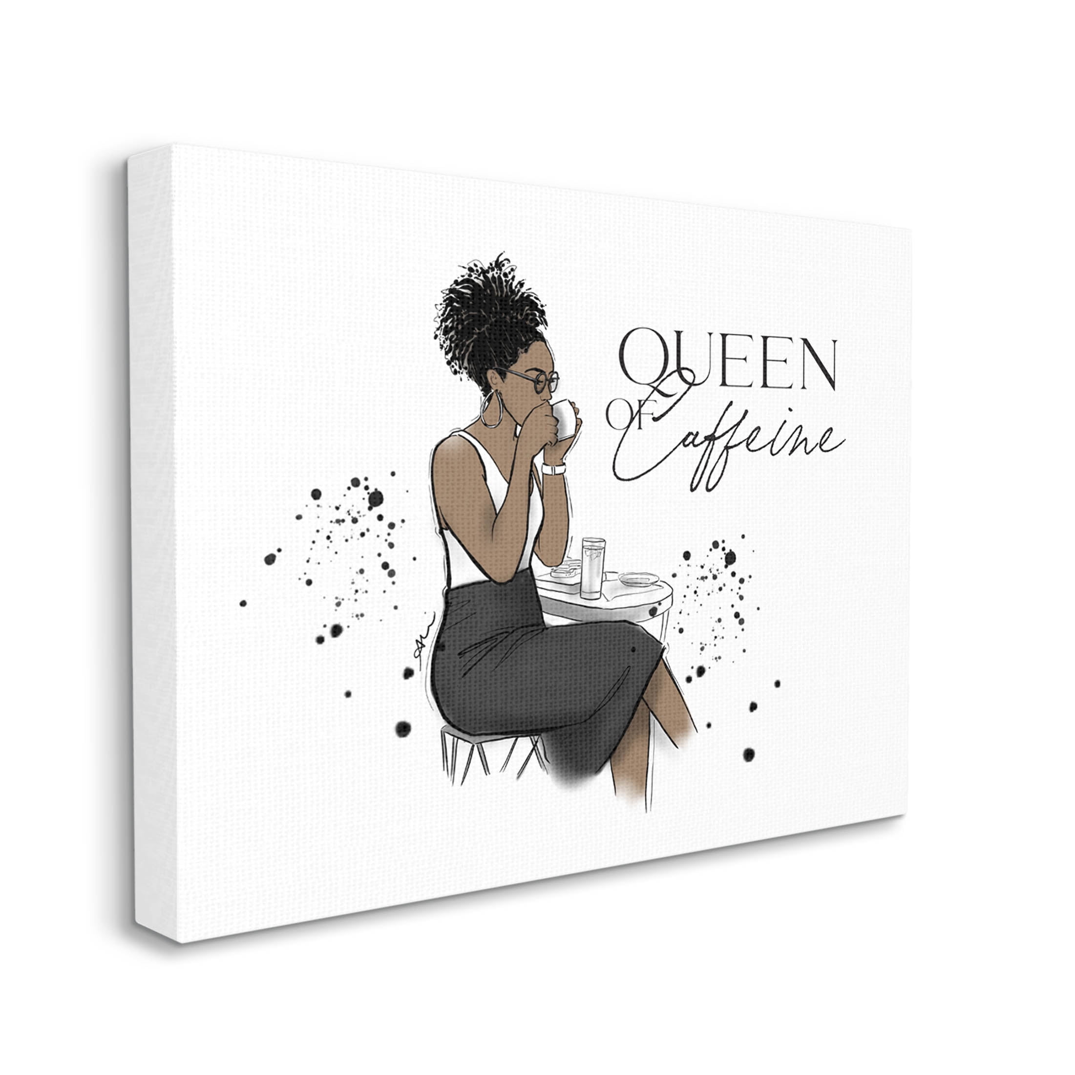 Stupell Industries Queen Of Caffeine Girl Graphic Art Gallery Wrapped Canvas Print Wall Art, Design by Alison Petrie