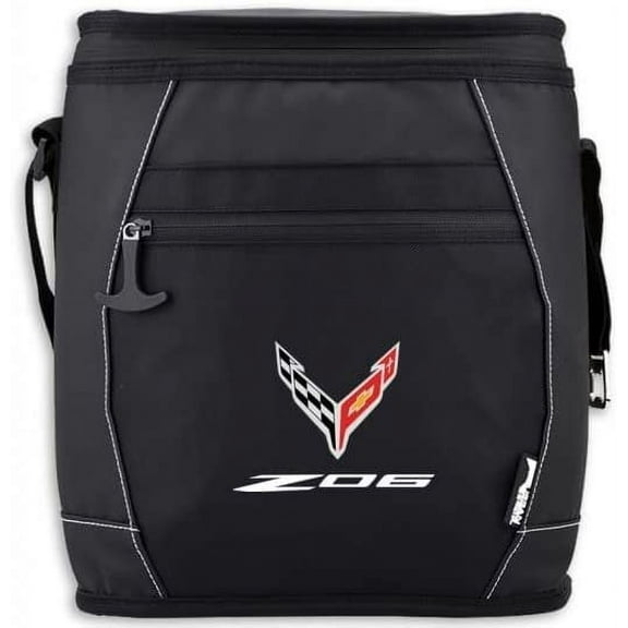 C8 Z06 Corvette Waterproof Soft Cooler - Top-Loading Travel Ice Chest Thick Foam Insulation - Black 12 Can