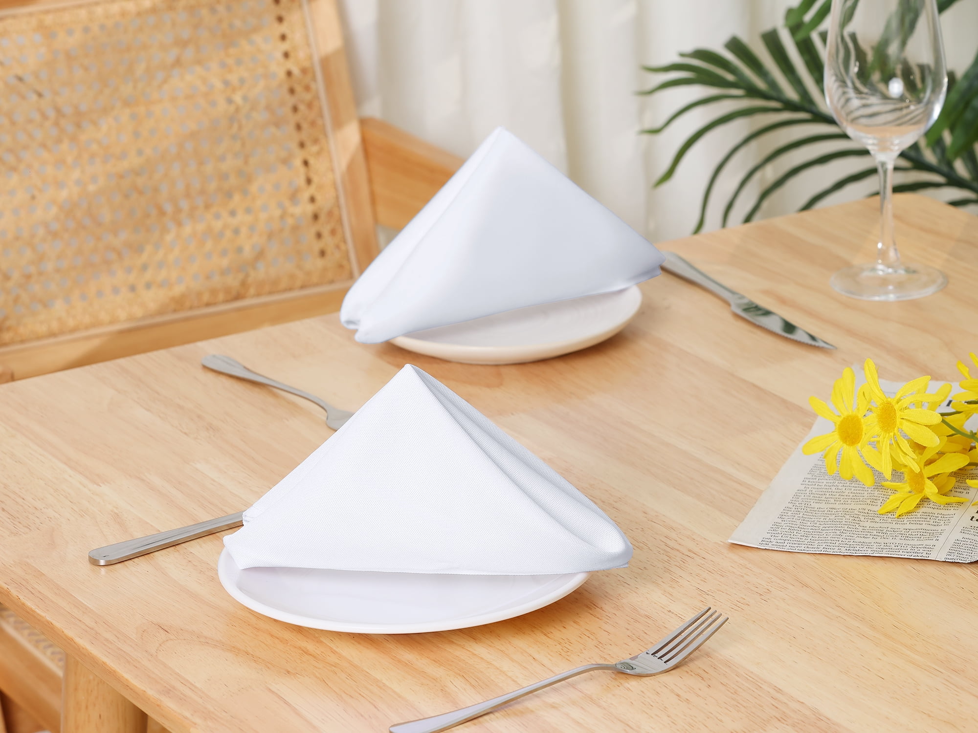 Unique Bargains 6 Pack Polyester Restaurant Cocktail Party Cloth Napkins White