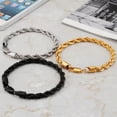 thumbnail image 4 of GKNET 316L Stainless Steel Rope Chain Bracelet Titanium Steel 18K Gold Plated Bangle-Silver-7.5 in-4mm, 4 of 9