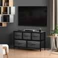 thumbnail image 4 of Sorbus 5-Drawer Faux Wood Dresser – Wide Storage Chest Organizer for Clothes, Bedroom, Living Room, Closet & Dorm – Steel Frame, Wood Top, Fabric Bins, Black, 4 of 8