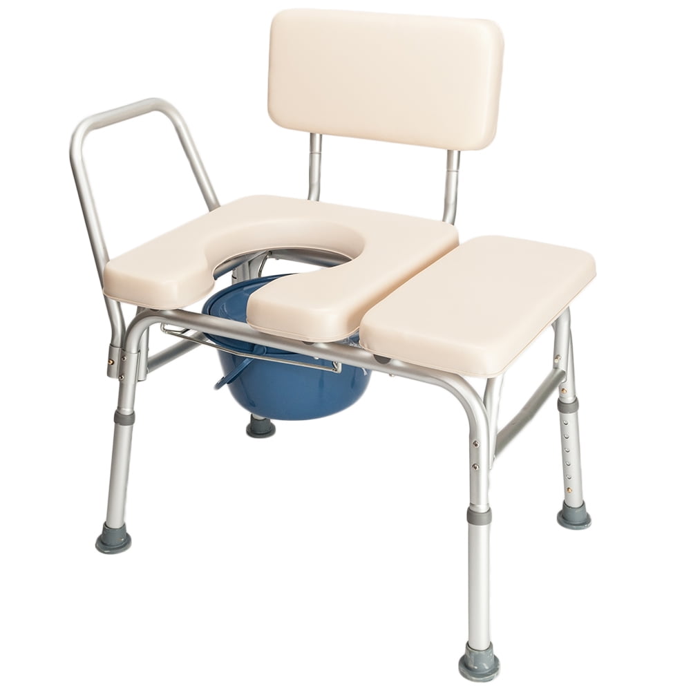 Zimtown Bedside Toilet Chair Shower Commode Seat Bathroom Potty Stool Adult White