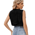 thumbnail image 6 of LYMAYTER Women Denim Vest Sleeveless V neck Button Down Casual for Jean Waistcoat Vest Tops S-XL, 6 of 8