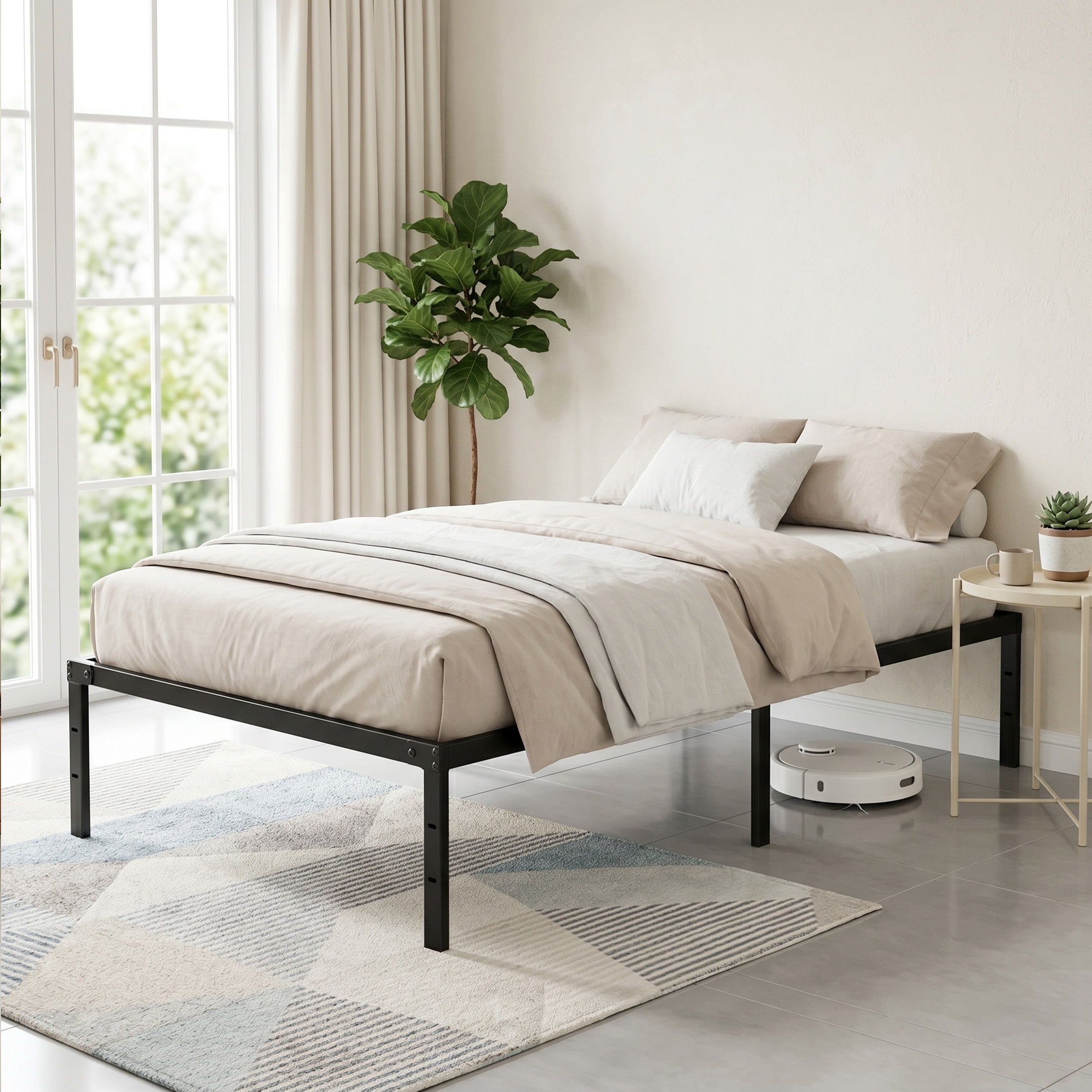 EDX 12 Inch Metal Platform Bed Frame with Steel Slats, No Box Spring Needed, Noise Free, Easy Assembly, Twin