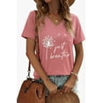 thumbnail image 2 of VNJQPG Just Breathe Dandelion womens tshirts graphic V-Neck Tee-V4-Dusty Pink,M, 2 of 4