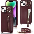 thumbnail image 5 of iPhone 14 Plus Case for Women with Card Holder, iPhone 14 Plus Phone Case Wallet with Strap,Crossbody Lanyard Cases with Credit Card Slots Kickstand with Ring Holder Stand Case,6.7",Burgundy, 5 of 13