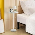 thumbnail image 7 of White Round Side Table Small End Table Set of 2 Modern Accent Table Pedestal Drink Table with Marble Base for Small Spaces Living Room Bedroom Outdoor, 7 of 7