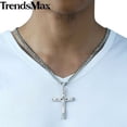 thumbnail image 4 of Mens Womens Stainless Steel Curb Chain Necklace w Cross Pendant Silver Gold, 4 of 5