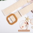thumbnail image 5 of Straw Woven Elastic Stretch Belts for Women, Ladies Wide Boho Braided Dress Belts with Wooden Buckle, 5 of 7