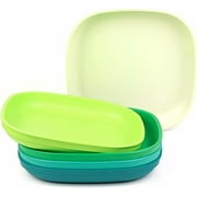Eco-Friendly Set of 5 - 9 Deep Walled Dinner Plates | Recycled Plastic | BPA Free | Stackable | Contemporary Colors