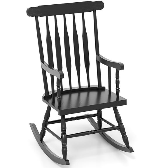 Gymax Wooden Rocking Chair Single Rocker Indoor Garden Patio Yard Black