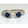 thumbnail image 3 of 1.85ct NATURAL BLUE SAPPHIRE DIAMONDS RING 14KT CLASSIC THREE BEAD SET, 3 of 8