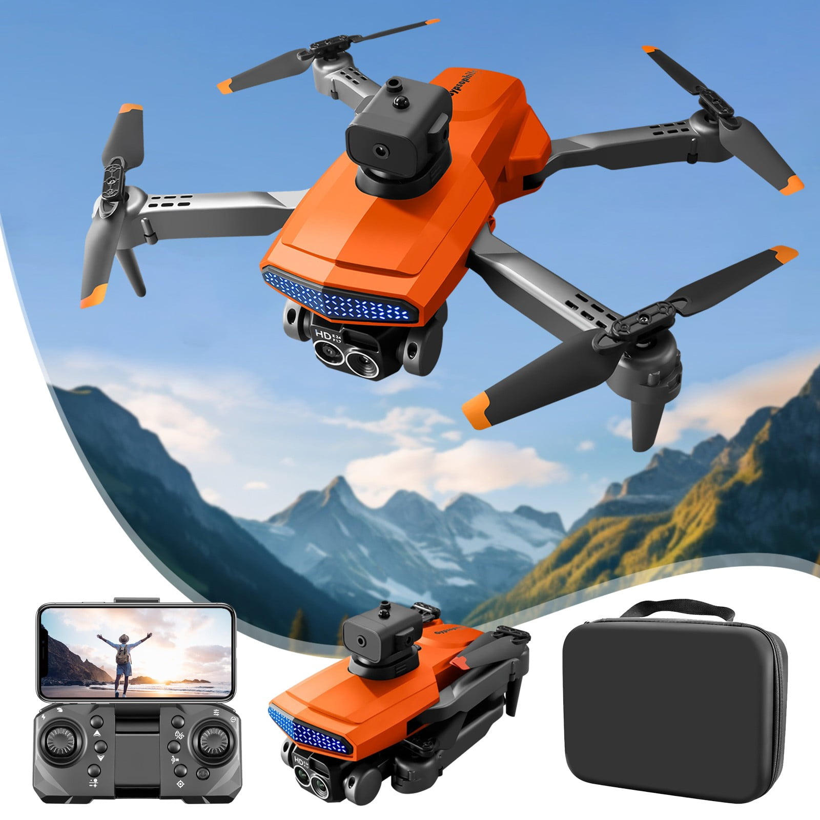 Drone with 4K Dual Camera, Electronic Image Stabilization & Obstacle Avoidance, Gesture Control & One-Key Return with 2 Batteries for Extended Flight, for Beginners and Teenagers