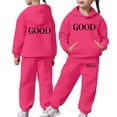 thumbnail image 3 of Girls Summer Outfits Long Sleeve Solid Hoodie Pullover with Pants Casual Sweat Set Girls' Clothing Sets Watermelon Red 4-5T, 3 of 8