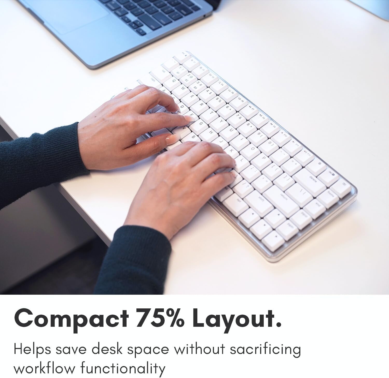 Macally Wireless Mechanical Keyboard for Mac | Compatible Bluetooth Apple Keyboard (75% Size, Blue Tactile Switches)  Compact, Multi Device, Backlit for MacBook Pro/Air, iMac, Mac Mini/Pro