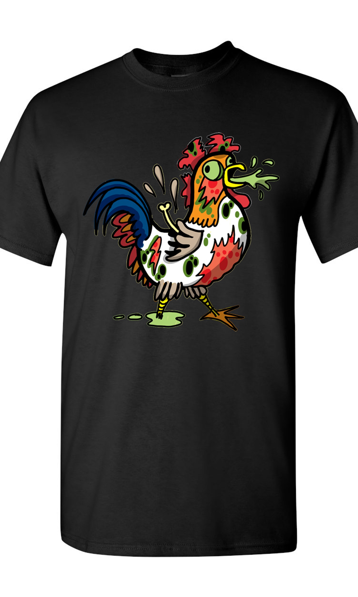 City Shirts - Zombie Rooster Undead Animals Adult DT T-Shirt Tee