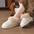 thumbnail image 3 of Rokment Fuzzy Winter Snow Boots House Shoes for Women Indoor and Outdoor Fashion Casual Plush Lined Warm Comfy Memory Foam Slippers Ankle Booties Beige Size 5.5, 3 of 6