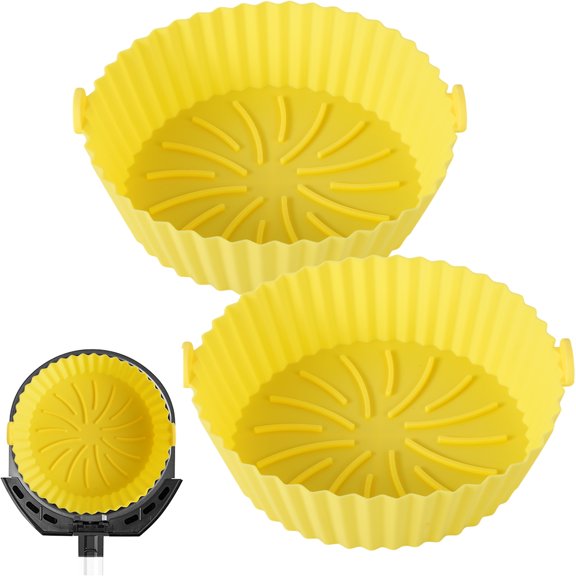 Jokapy 2 Pcs Silicone Air Fryer Liners Reusable Air Fryer Silicone Pot 6.7inch Air Fryer Basket