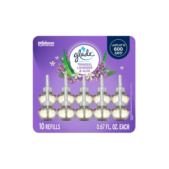 Glade PlugIns Scented Oil Refills, Tranquil Lavender & Aloe, 10 Count
