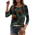 thumbnail image 5 of Womens Halloween Shirts Funny 3/4 Sleeve Tops Spooky Castle Printed T Shirts Horror Crew Neck Pullover Holiday Three Quarter Length Blouses, S, 5 of 7