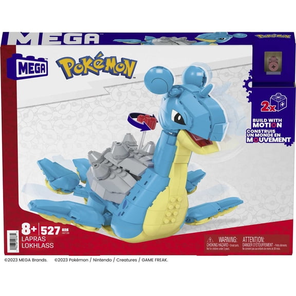 MEGA Pokemon Lapras Building Toy Kit with Action Figure (527 Pieces) for Kids