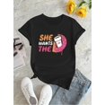 thumbnail image 2 of 1 Pce T-Shirt Décontracté à Col Rond pour Femmes avec Imprimé "She Wants The DD", Tissu en Polyester, Extensible Moyen, Mode Toutes Saisons Fête des Pères, Fête des Mères, Nouvel An, Festival de Printemps, Saint-Valentin, 2 of 7