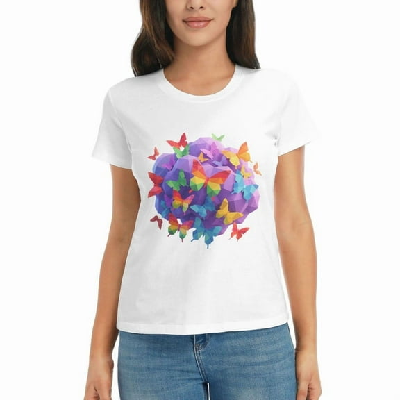 Womens Oversized Tshirt Graphic Butterfly Tees Crew Neck Summer Short Sleeve Cute Casual Basic Tees Tops S-3XL