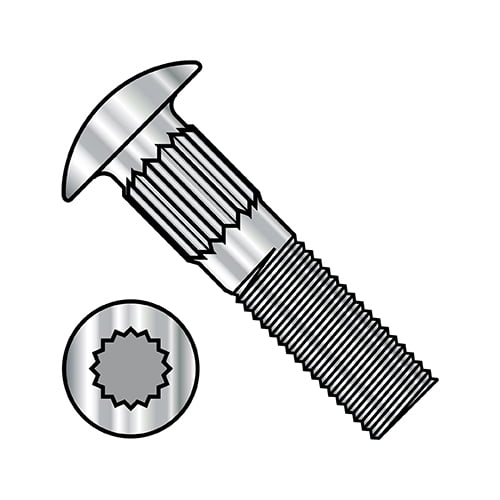 5/16-18X1 Ribbed Neck Carriage Bolt Fully Threaded 18 8 Stainless Steel (Pack Qty 350) BC-3116CR188