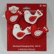 Holiday Time Red/ White Felt Dove Christmas Mini Ornaments, 4 Count