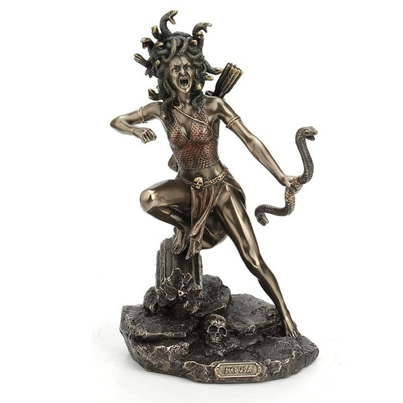 Veronese Design 8 1/2 Inch Tall Bipedal Huntress Medusa Archary Stance Bow and Arrow Greek Gods Statue Home Decor Collectibles