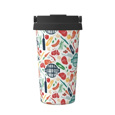 

KLL Barbecue Pattern Stainless Steel Vacuum Insulated Tumbler - Carry Insulated Coffee Mug - Reusable Insulated Cold Brew Iced Coffee Cup Thermos