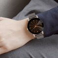 thumbnail image 5 of Reloj de cuarzo con cinturón de malla de moda Reloj unisex con patrón de esfera de diamantes de imitación clásico (negro masculino), 5 of 5