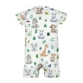 thumbnail image 5 of Watercolor Safari Animals Baby Rompers Boy Girl Elephant Zebra Leopard Monkey Giraffe Hippo Tropical Leaves Newborn Infant Clothes Summer Short Sleeve Jumpsuit Playsuit Bodysuit, 5 of 6