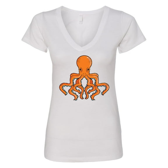 Inktastic Orange Octopus Women's V-Neck T-Shirt