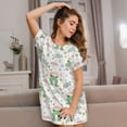 thumbnail image 3 of Balery Frog and Mushrooms Pattern Womens Short Sleeve Sleepshirt Scoopneck Cute Nightdress Comfy Nightgown Loungewear Dress, 3 of 6
