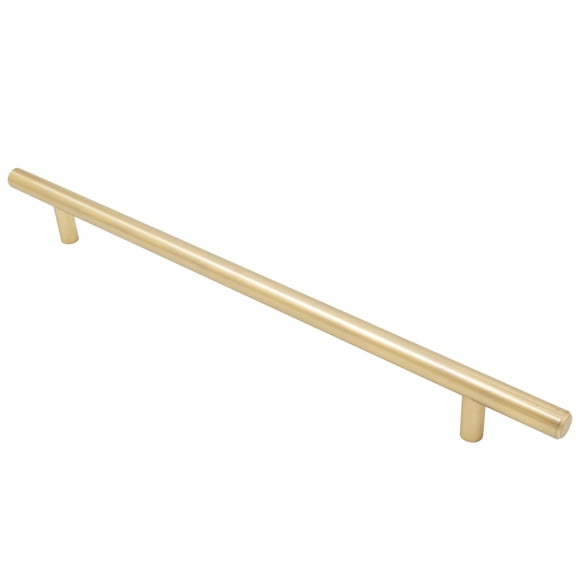 Bar Cabinet Pull, 256 Millimeters, 336mm Overall Length, Satin Brass by Stone Harbor Hardware