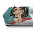 thumbnail image 3 of Vintage Woman Soft Flannel Fleece Blanket, Pop Art Comic Style Retro Woman Whispering and Winking Her Eye Illustration, Cozy Plush for Indoor and Outdoor Use, 70" x 90", Multicolor, by Ambesonne, 3 of 6